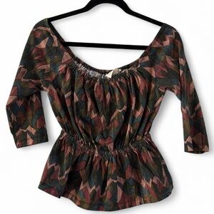 Boho Multicolored Mata Traders Organic Cotton Blouse - size S